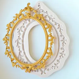 Large Vintage Oval Frame Fondant Mould