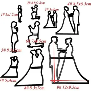 9 Pcs Wedding Couple Silhouette Cutter Set