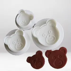 3 Pcs Teddy Face Plunger Cookie Cutter Set