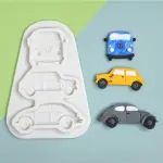 3 Cavity Car & Bus Silicone Fondant Mould