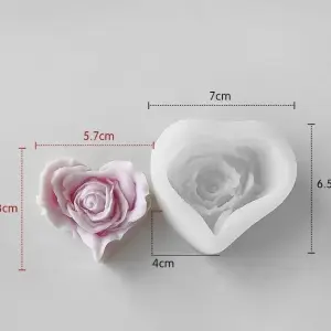 Large 3D Heart Rose Petal Silicone Mould