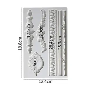 Vintage Clock & Border Silicone Fondant Mould