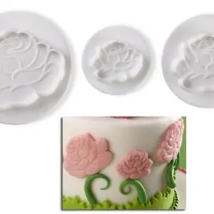 3 Pcs Rose Shape Flower Plunger Cutter Set