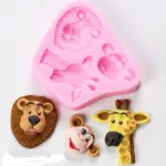 3 Cavity Jungle Animal Silicone Fondant Mould