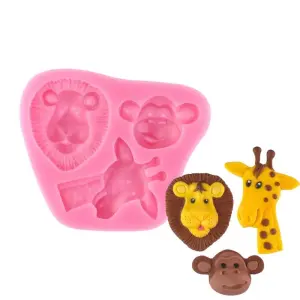 3 Cavity Jungle Animal Silicone Fondant Mould