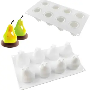 8 Cavity Pear Mousse Cake Silicone Mould | Pear Shape Dessert, Pastry & Chocolate Mould