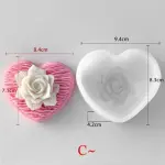 VALENTINE’S DAY HEART WOVEN LOVE ROSE CANDLE Chocolate MOULD Style 1