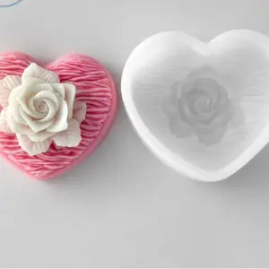VALENTINE’S DAY HEART WOVEN LOVE ROSE CANDLE Chocolate MOULD Style 1