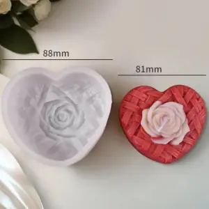 VALENTINE’S DAY HEART WOVEN LOVE ROSE CANDLE Chocolate MOULD Style 2