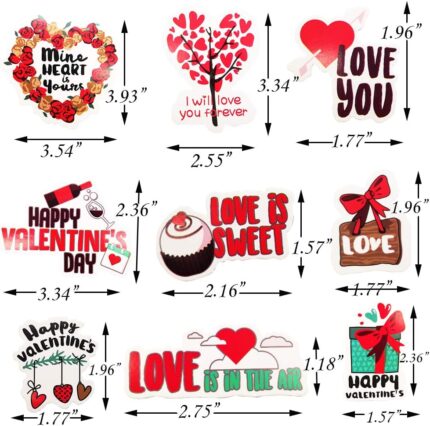 12 pcs Valentine Day theme cupcake topper set