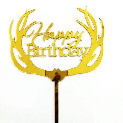 Happy Birthday Golden curved Acrylic Cake Topper Style 5