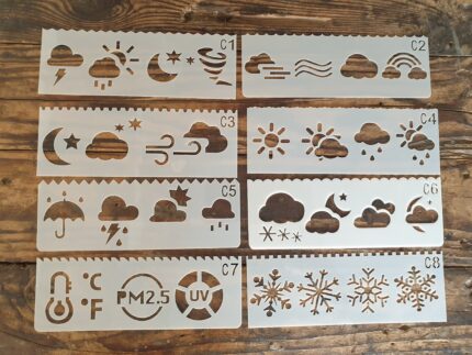 8 pcs Weather Theme Decoration icing Stencils set Style 1
