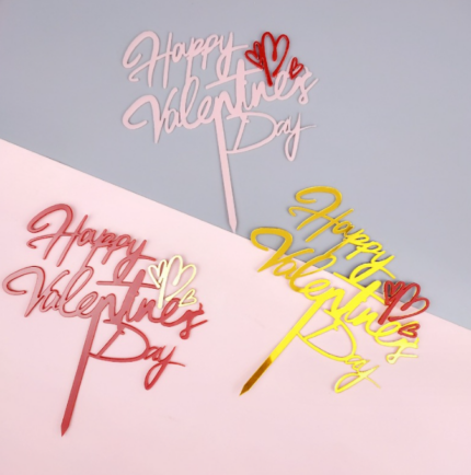 1 pcs happy Valentine Day with heart cake topper