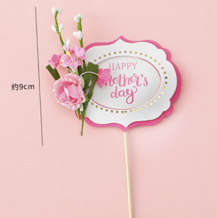 Happy mothers day with flower wreath cake topper