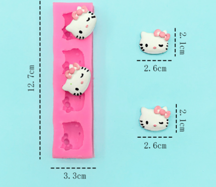 4 cavity Hello Kitty face silicone mould