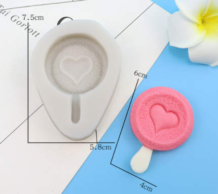 Ice cream lollipop with heart Silicone mould