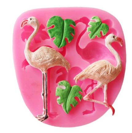 Flamingo with tropical leaves Silicone Mould