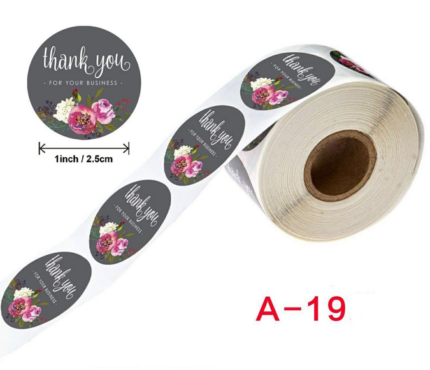 Floral themeThank you for your Business Stickers Roll 1 Inch diameter 500 sticker roll