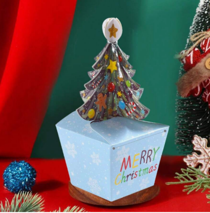 Blue 3D Christmas tree Box  (1 PACK = 10 PIECES)