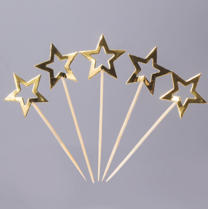 5 Pcs Star Metallic colour cake topper