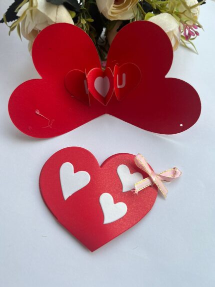 1 pcs red heart i love you pop up card