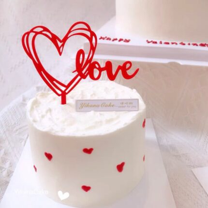1 pcs red heart love cake topper