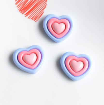 3 pcs 3D three colour Heart cake topper set