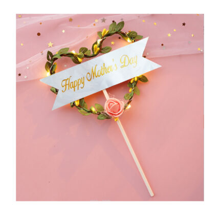 Led Light Heart shaped Happy Mothers cake topper