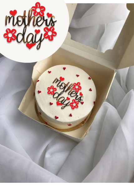 Mother's day red flower acrylic cake topper style 17