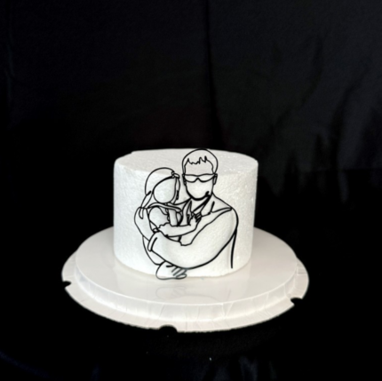 Father Holding daughter outline acrylic cutout cake topper Style 3