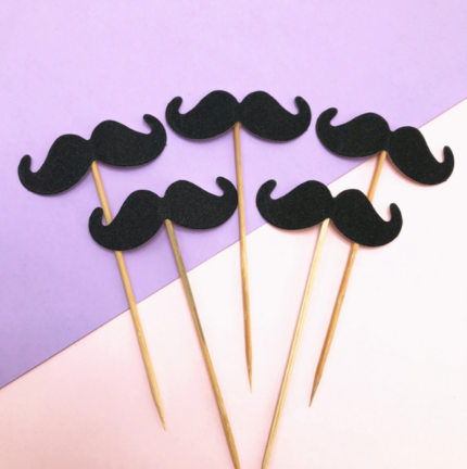 5 pcs Mustache cake topper set STYLE 2