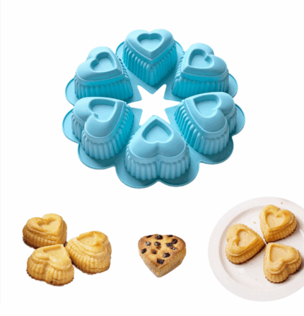 6 in 1 love Heart cup cream cake silicone mould
