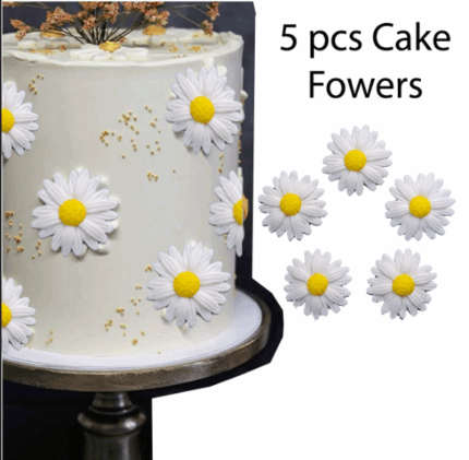 5 pcs Non Edible Resin flower cake topper set