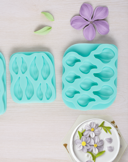 3D Tulip flower and leaf silicone mould set (2 pcs)