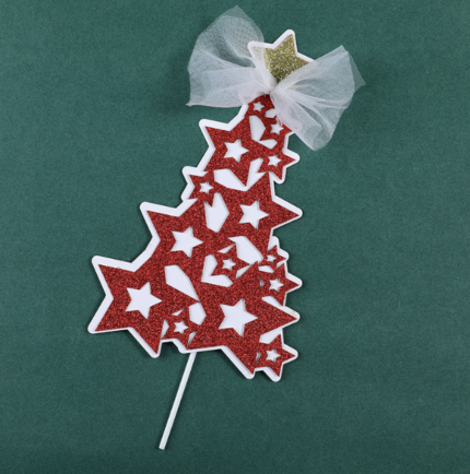 1 pcs Red and White Christmas tree Topper