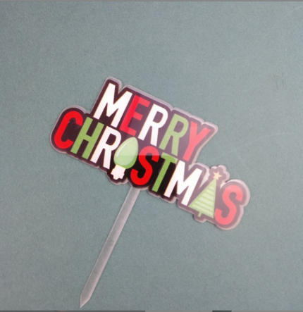 1 pcs Printed Merry Christmas acrylic cake topper Style 27