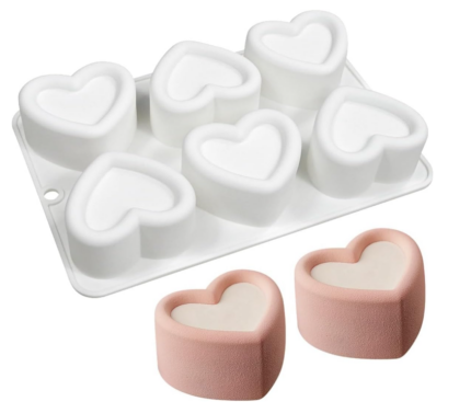 6 Cavity Concave Heart Entremet Cake Silicone Mould
